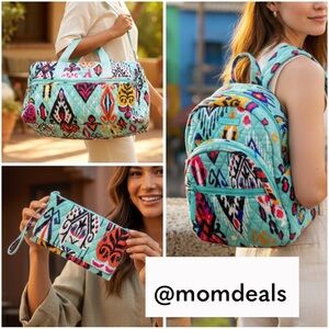 Vera Bradley Pueblo Set of 3, Lg Weekender Duffle, Compact Backpack & Lg Wallet